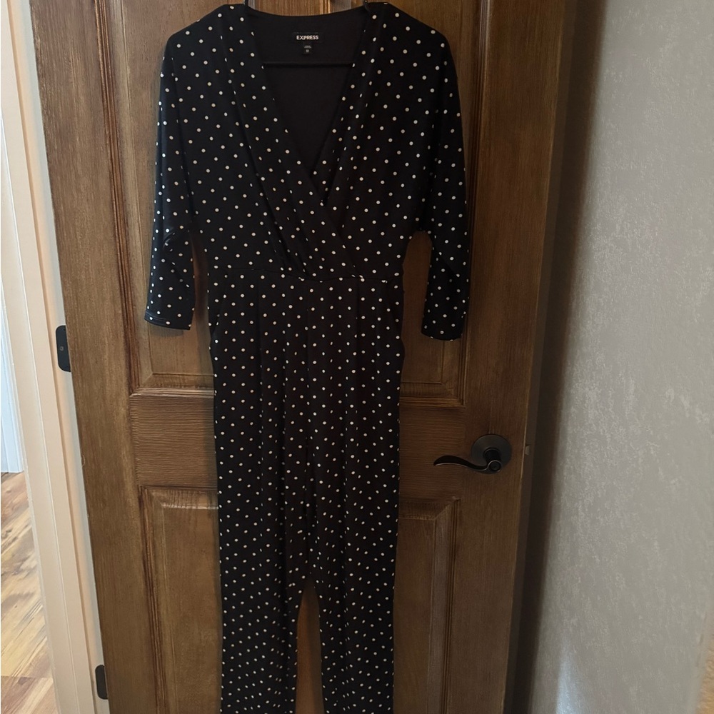 Express Black Jumpsuit with White Dots